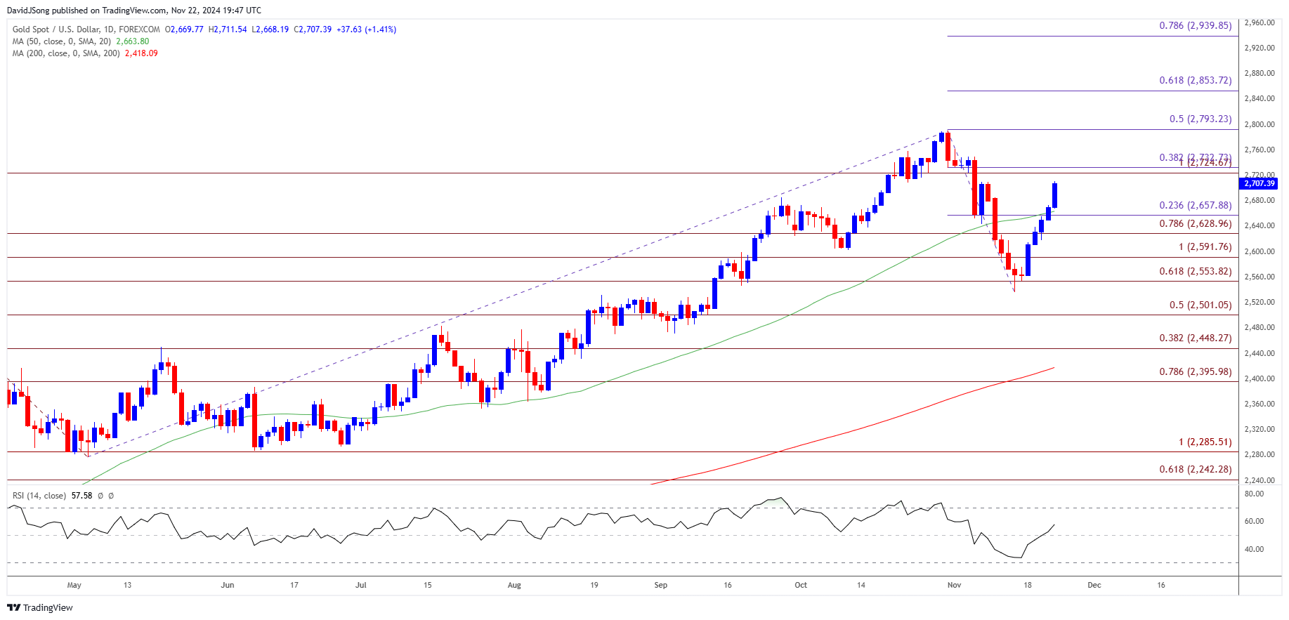 Gold Price Daily Chart 11222024