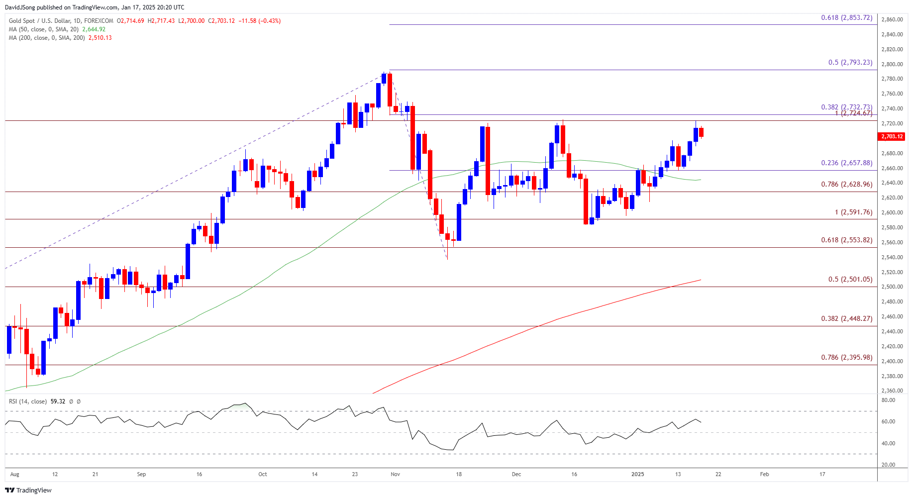 Gold Price Daily Chart 01172025