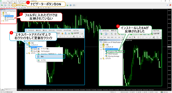 MT4 EA(自動売買) インストール後の適用方法