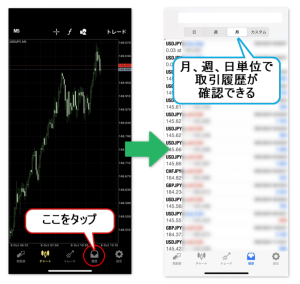 iPhoneMT4アプリの使い方 取引履歴